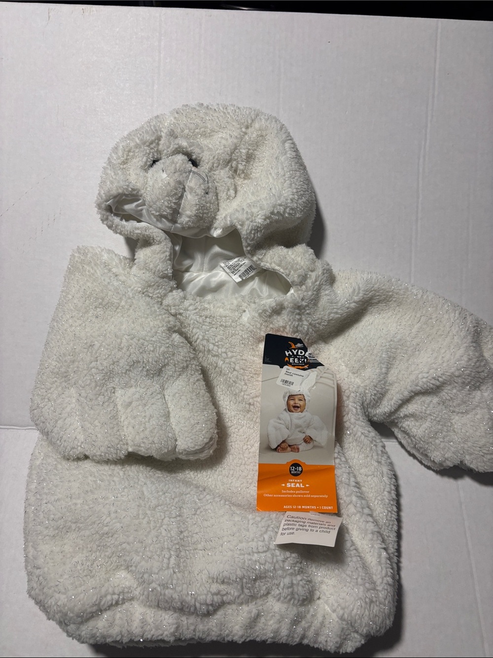 Baby Plush Seal Hooded Bunting - costume White
